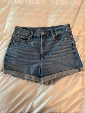 American Eagle Outfitters Medium Wash Rolled Hem Jean Shorts